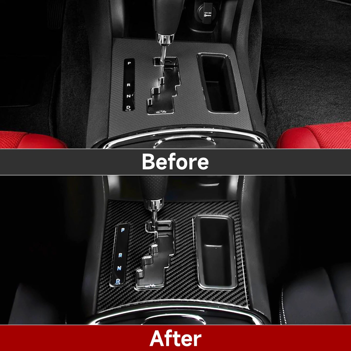 For Chrysler 300 (2011-2014) Car Center Console Gear Shift Panel Steering Wheel Cover Carbon Fiber Interior Sticker Accessories