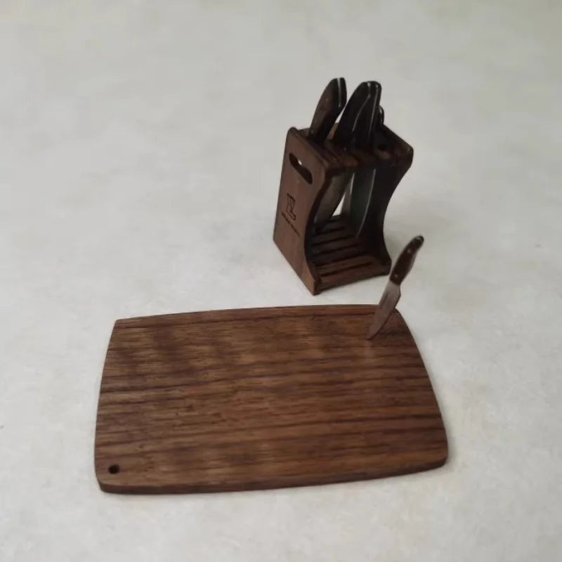1:6 Doll House Mini Model Furniture Accessories Kitchen Solid Wood Cutting Tool Set Knife Scissors Bjd Blyth Soldier Lol Props