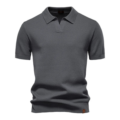 AIOPESON Men's Summer Breathable Polo Shirt Short Sleeve Solid Color Casual Polo Shirts for Men Lightweight Stretch Polo ﻿