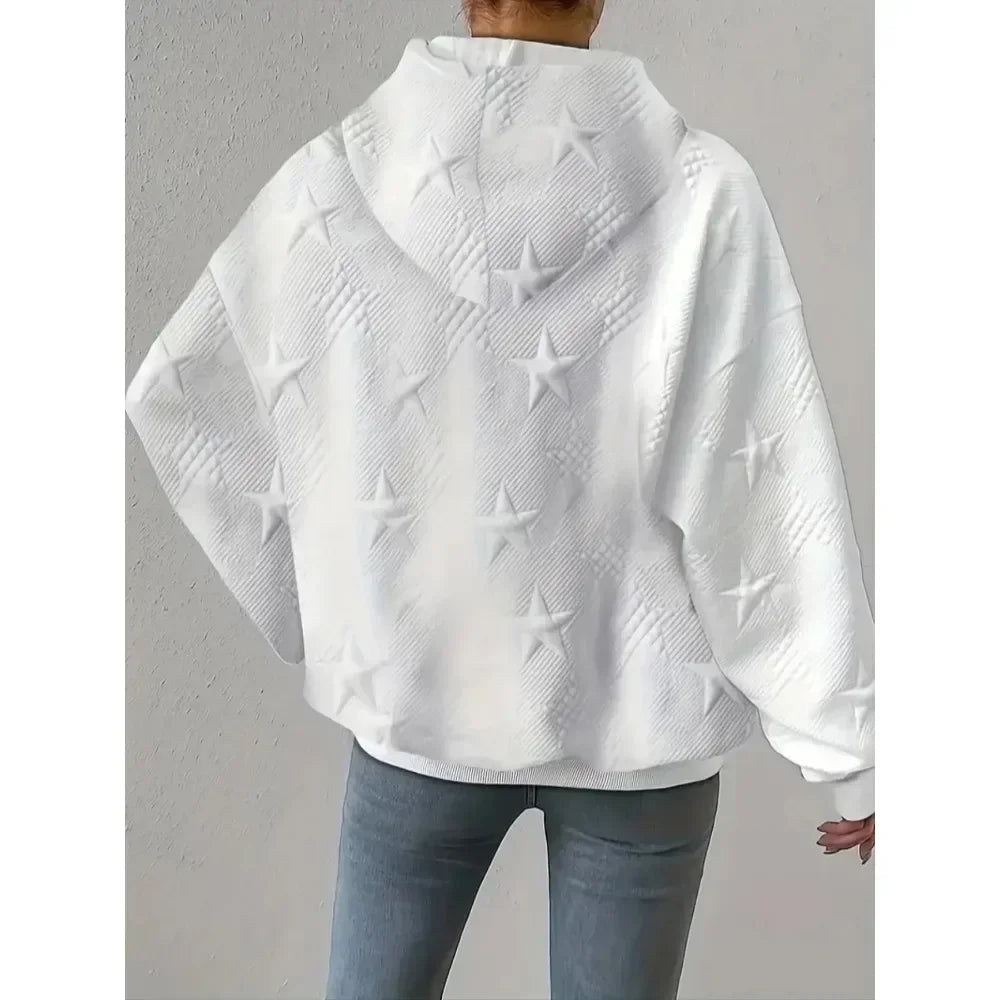 Women's Casual Plus Size 1XL-5XL Long Sleeve Hoodie Ladies Fashion Solid Color Loose Drawstring Hoodie Sweatshirt