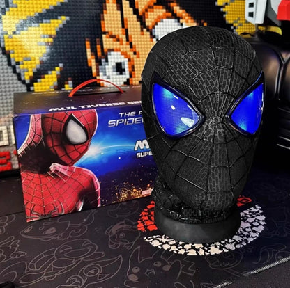 Amazing Spider Man Figure Mask 1:1 Wearable Headgear Helmet With Ring Control Eye Light Cosplay Props Collection Model Toy Gift