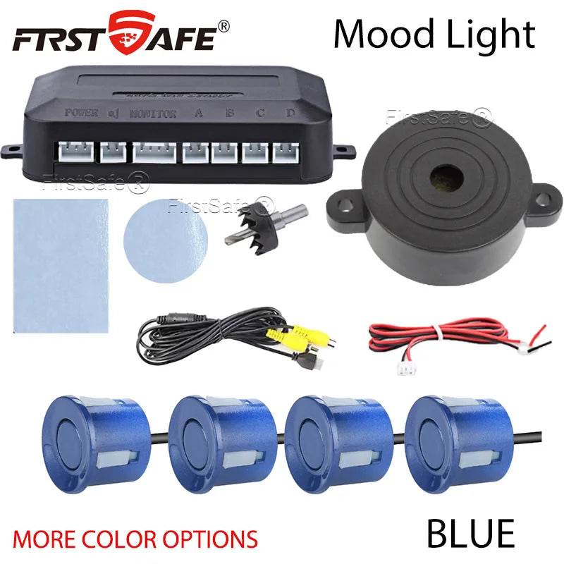 22mm Flat Sensor CVBS Vehicle Mounted Video Visual Parking Backup Radar Distance Alarm Universal Auto Safety Auxiliary Kit