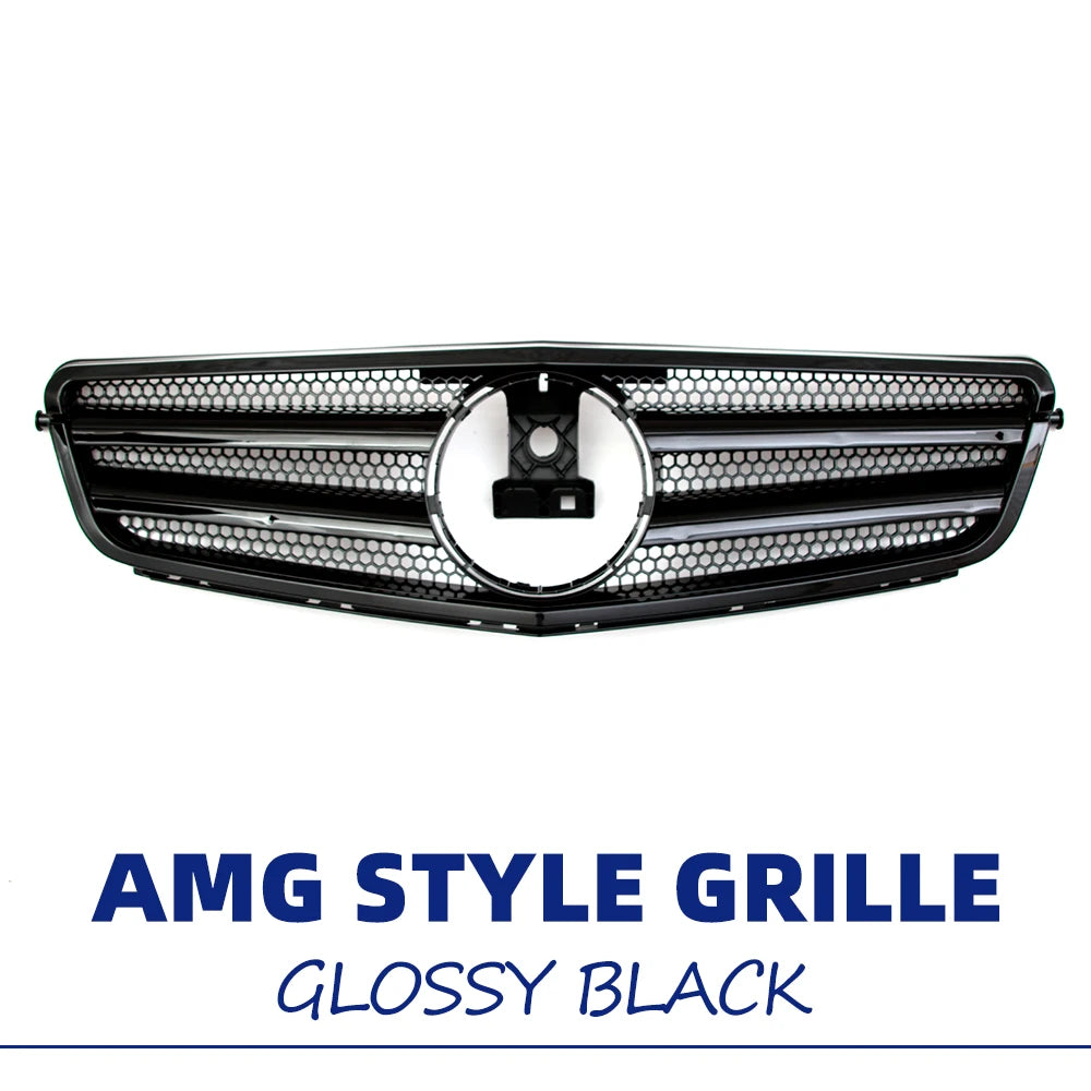 XVIP Glossy Black A - Style Racing Grille Chrome Bumper Grill For Mercedes Benz C-Class W204 08-14 C200 C230 C250 C280 C300 C350