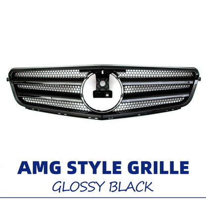XVIP Glossy Black A - Style Racing Grille Chrome Bumper Grill For Mercedes Benz C-Class W204 08-14 C200 C230 C250 C280 C300 C350