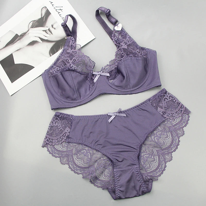 2024 New Sexy 34/75 36/80 38/85 40/90 42/95 44/100 BCDE Bras Set For Women Push Up Underwear Lace Bow Ladies Lingerie