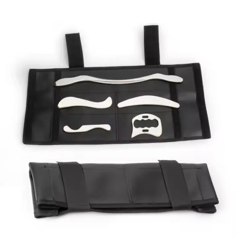 5pcs Fascial Knife Deep Tissue Muscle Scraper Guasha Tool Set IASTM Tool Relieve Sore Muscles Stainless Steel Fascial Massager