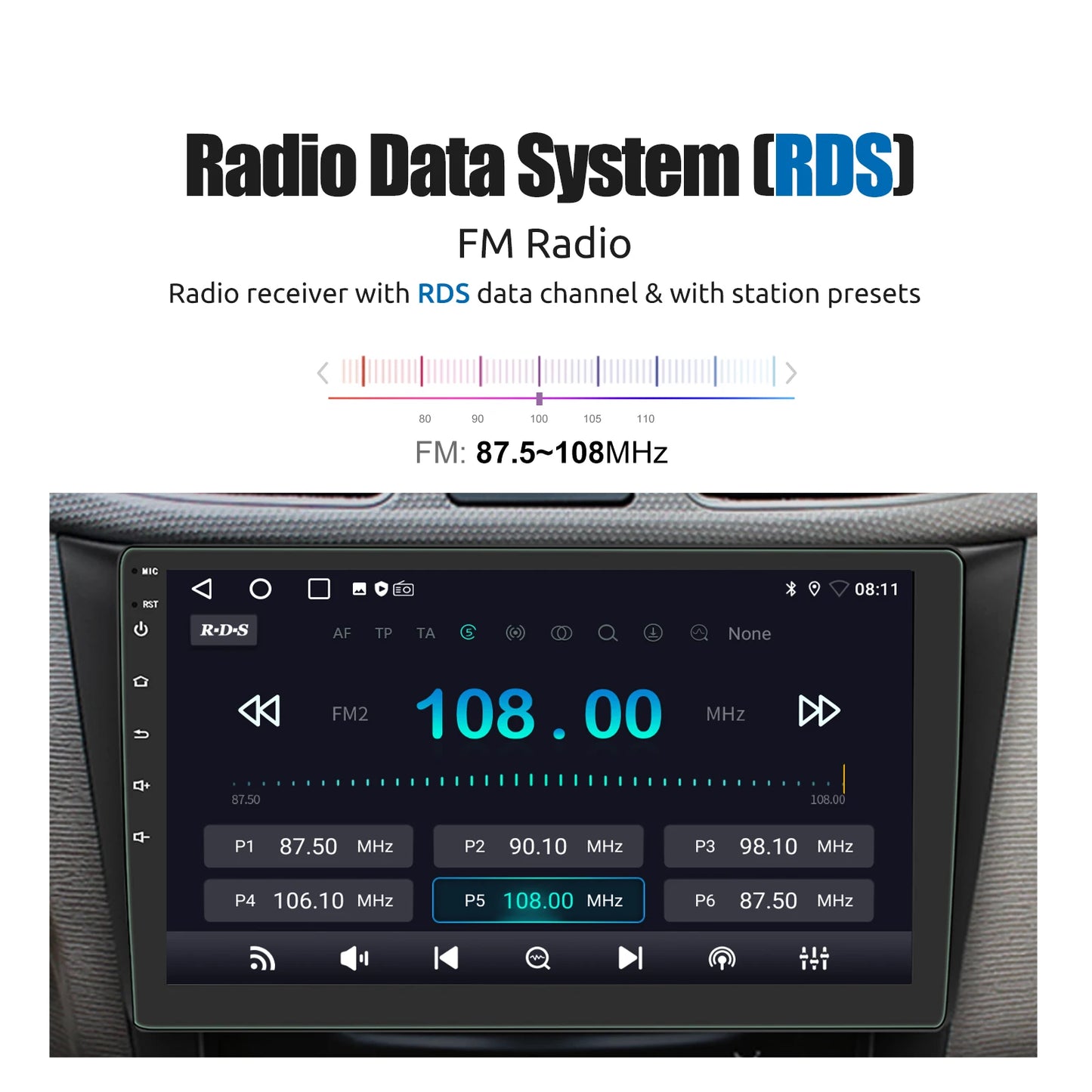 7"/9"/10“ 2 DIN Android 15 4+64G Car Stereo Multimedia Player Universal Carplay Android Auto GPS Navigation FM Radio Touchscreen