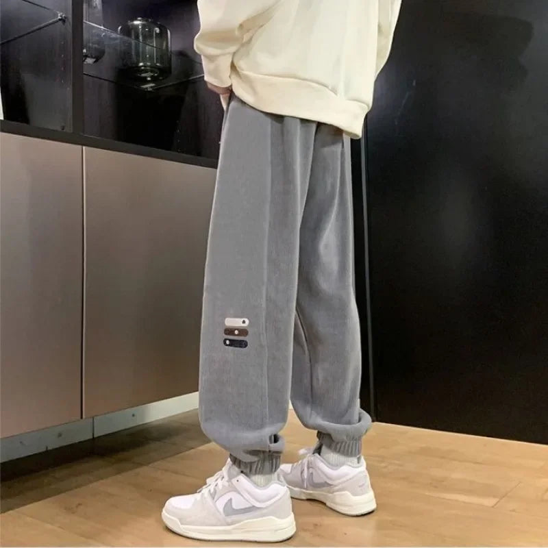 Hip-hop Men's Sweatpants Fleece-lined and Extra Thick Joggers Male Sports Pants Elegant New in High Quality Y2k Casual Trousers