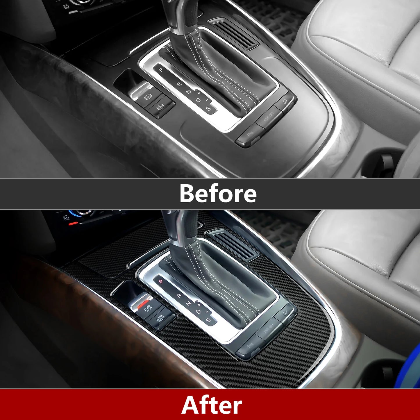 Car Center Console Gear Shift Panel Set, For Audi A4 S4 RS4 A5 S5 RS5 (2007-2016) Carbon Fiber Interior Sticker Trim Accessories