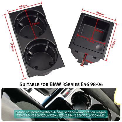 New Double Hole Car Styling Front Center Console Storage Box Coin + Cup Holder For BMW E46 Series 1999-2006 51168217953
