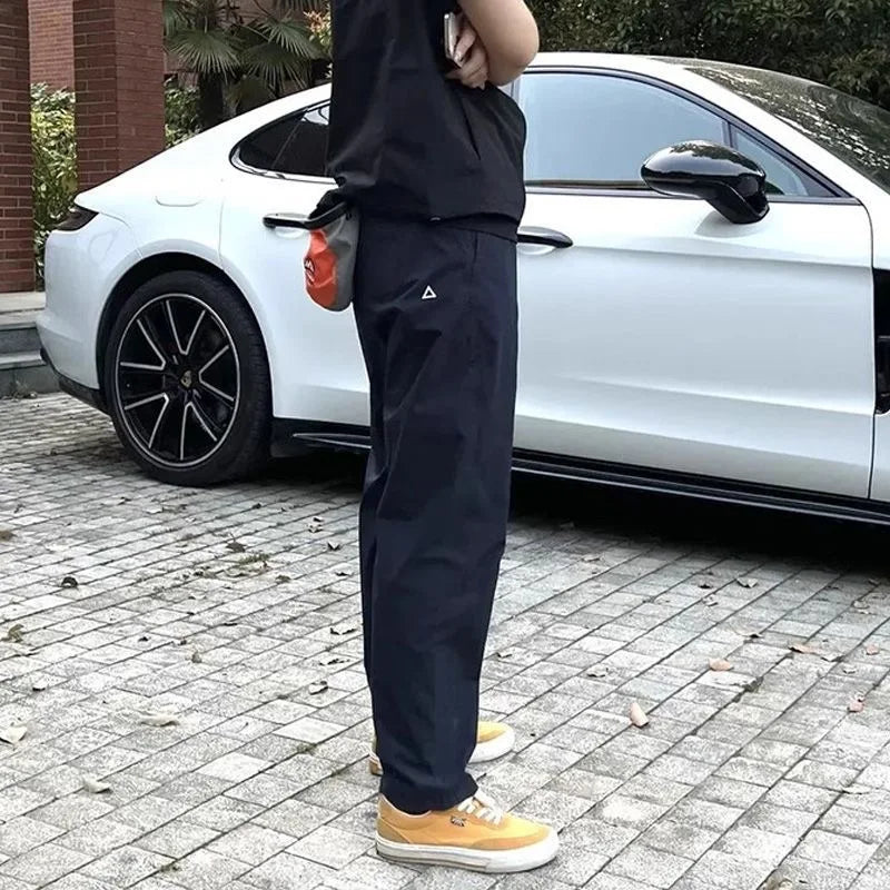 Quick Dry Straight Leg Thin Work Trousers for Men Summer Outdoor Hiking Mountain Climbing Windproof Pants Casual Fashion