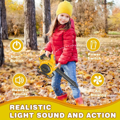 Pretend Play Tool Kids Electric Blower Toy Leaf Blower for Toddlers with Simulation Sound Birthday Gifts for Boys Girls