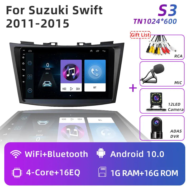 JUNDOF 9" CarPlay 2DIN Android Auto Car Radio Stereo For Suzuki Swift 2011 2012 2013 2014 2015 2016GPS Multimedia Video Player