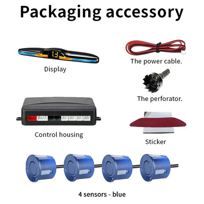 Source Factory 4-Probe Parking Sensor System 22mm 12V Voice Prompt Waterproof Reversing Radar Car Parking Assistance Kit