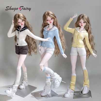 BJD Doll 1/4 Sadie E ShugaFairy Resin FullSet Summer Sailor Collar Knit Top Sweet School DailyWear Articulated Ball Jointed Doll