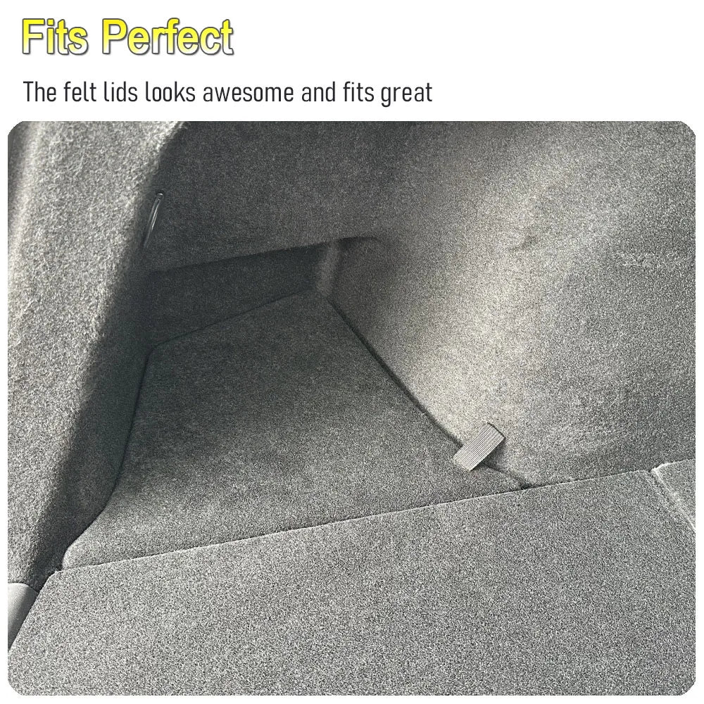 For 2025 2026 Tesla Model Y Juniper Rear Trunk Side Storage Box Trunk Bins Flocking or TPE Cover Trunk Organizer Mats Accessorie