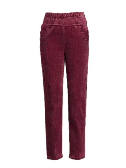 Autumn Winter Thiened Women's Casual Pants Lamb Velvet Harem Pants High Waist Straight Legged Fce Lined Mom Jeans Corduroy