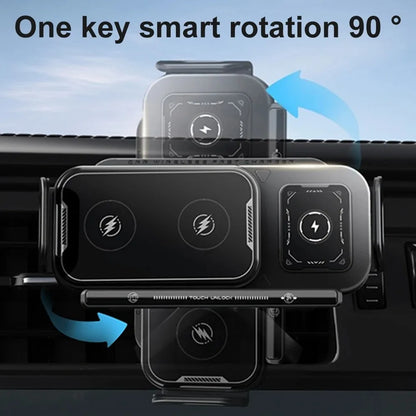 Rotation Universal 15W Car Phone Wireless Charger Holder Stand for Samsung Galaxy Fold 6 5 4 3 Z Flip S25 S24 iPhone 16 15