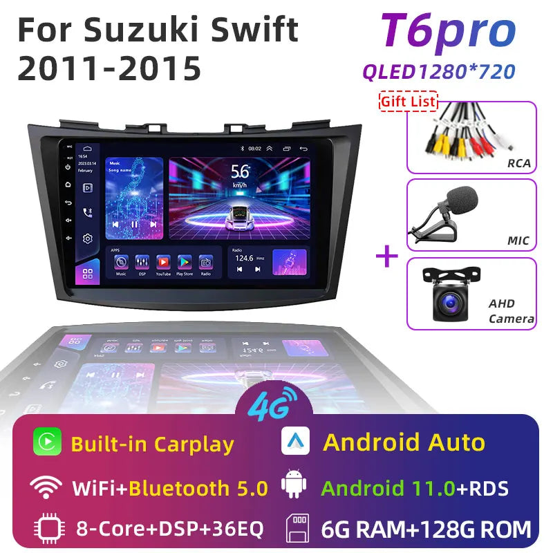 JUNDOF 9" CarPlay 2DIN Android Auto Car Radio Stereo For Suzuki Swift 2011 2012 2013 2014 2015 2016GPS Multimedia Video Player