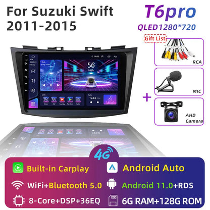 JUNDOF 9" CarPlay 2DIN Android Auto Car Radio Stereo For Suzuki Swift 2011 2012 2013 2014 2015 2016GPS Multimedia Video Player