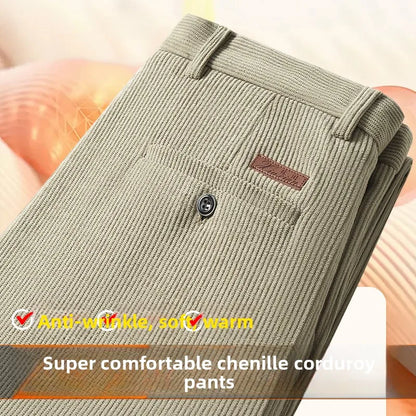 Corduroy Men's Straight Leg Warm Winter Pants Loose Fit Casual Trousers Comfortable Autumn Winter Fashion Trend Brand