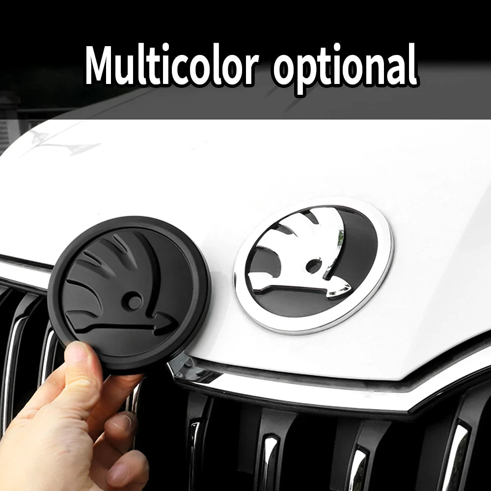 8/9/10cm Emblem Car Front Hood Badge Rear Trunk Sticker for Skoda Octavia Rapid Fabia S Logo Superb KAMIQ Kodiaq VRS Accessories