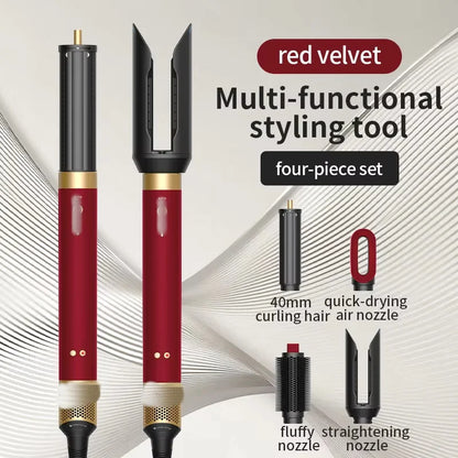 Professional 6 in 1 Cold Hot Air Styling Brush Hair Dryer Curling Iron Straightener Flat Iron 1700W Fast Dry Voluminous Waves