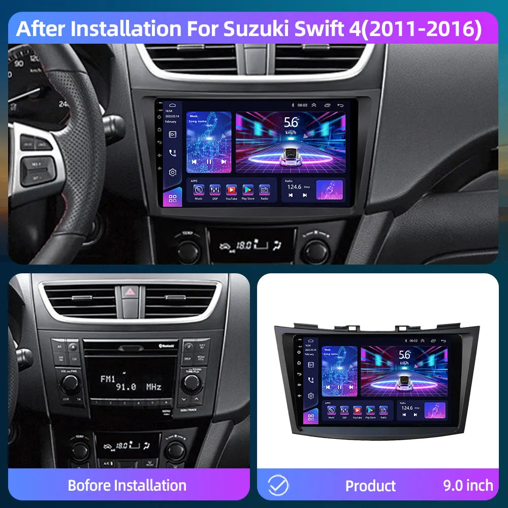 JUNDOF 9" CarPlay 2DIN Android Auto Car Radio Stereo For Suzuki Swift 2011 2012 2013 2014 2015 2016GPS Multimedia Video Player