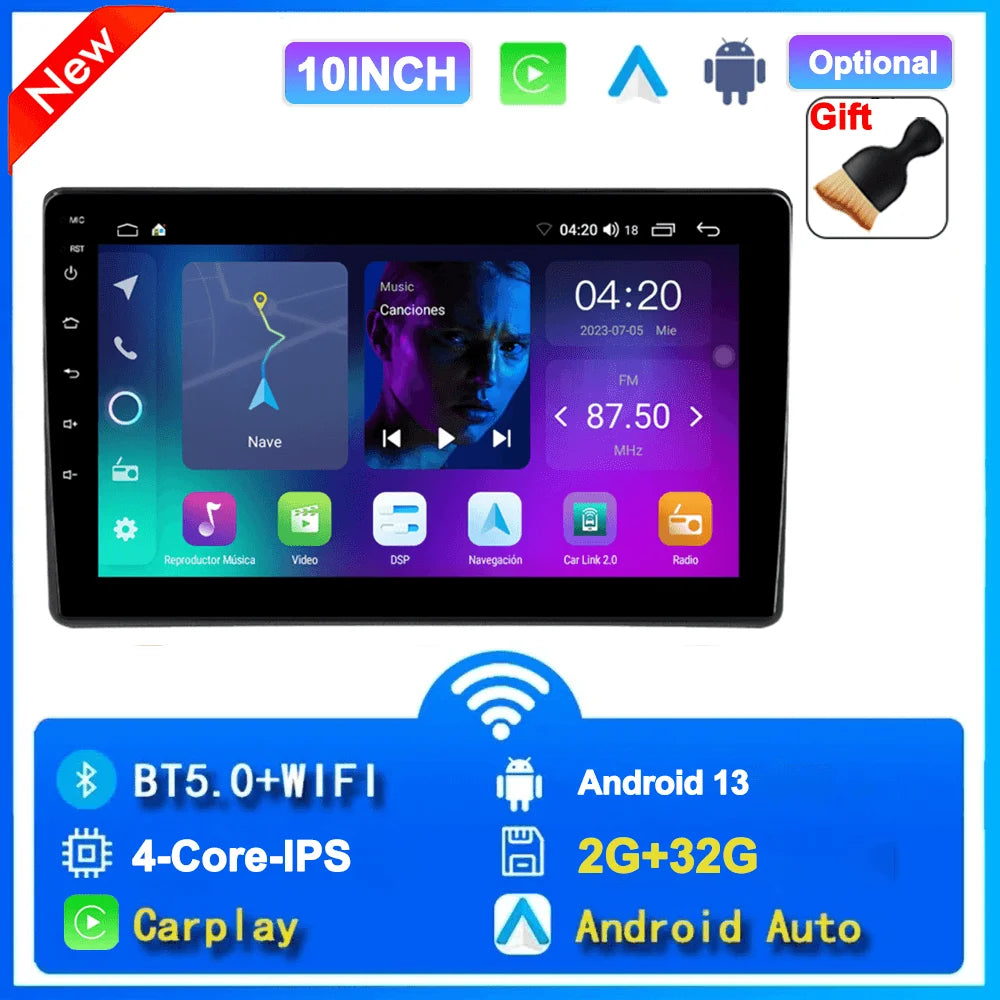 Universal 7"/9"/10“ 2DIN Android 13 4+64G Car Stereo Carplay Android Auto GPS Navigation Bluetooth FM RDS Radio WIFI Touchscreen