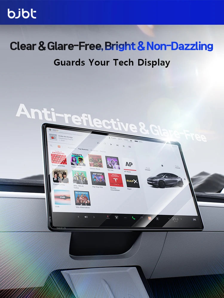 2-in-1 BJBT Tempered Glass Screen Protector for Tesla Model 3 Y Juniper Accessories 2025 2026 Case With Protective Frame