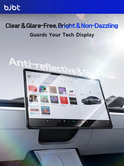 2-in-1 BJBT Tempered Glass Screen Protector for Tesla Model 3 Y Juniper Accessories 2025 2026 Case With Protective Frame