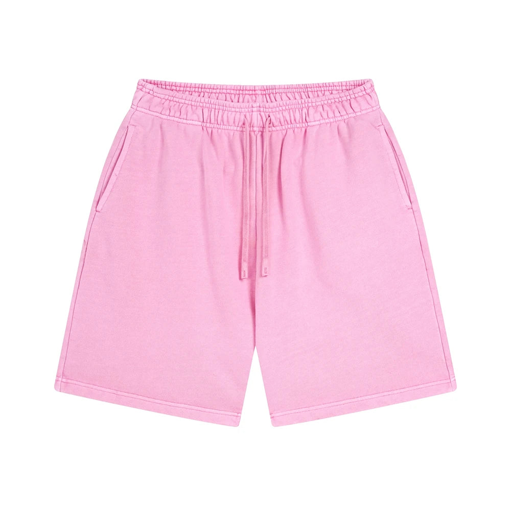 ZODF Fashion Summer Men 420gsm Washed Cotton Shorts Retro Unisex High Street Terry Knee Length Short Pants Streetwears HY0845