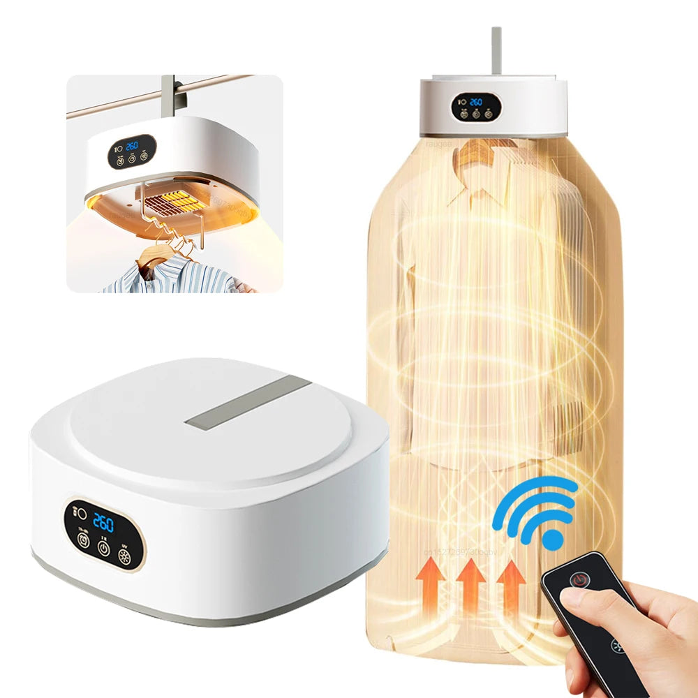 Portable Clothing Dryer Electric Clothes Dryer UV Sterilization Laundry Dryer Folding Portable Clothes Dryer with Remote Control