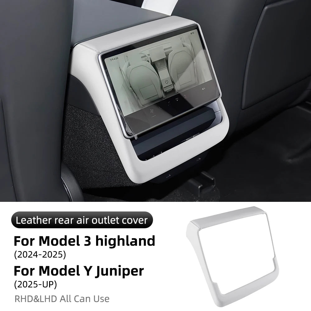 Leather Rear Screen Frame Protective ABS Cover for Tesla Model Y Juniper Launch 2025 2026 2027-Up Model 3 Highland 2024-UP Trim