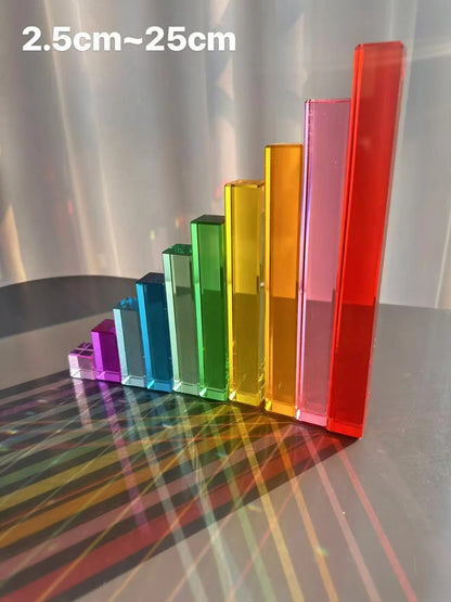New Kids Acrylic Sparkling 6 sides 3D Gems Wooden Blocks Toy Rainbow Lucite Crystal Steps Building Play Birthday Gift