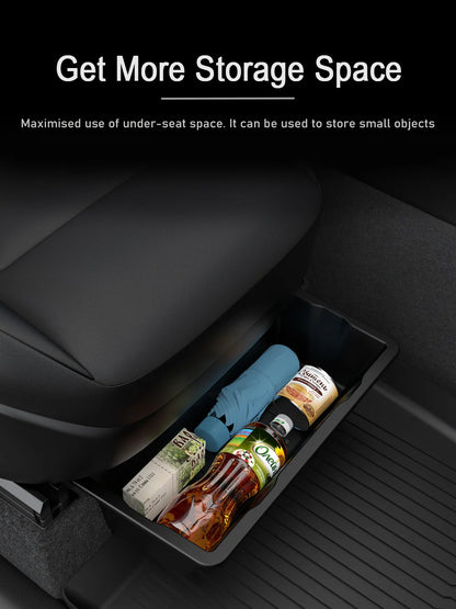 Under Seat Storage Box for Tesla Model Y Juniper Launch 2025 Centrol Console Organizer Travel Accessories Front Rear Seat Tray