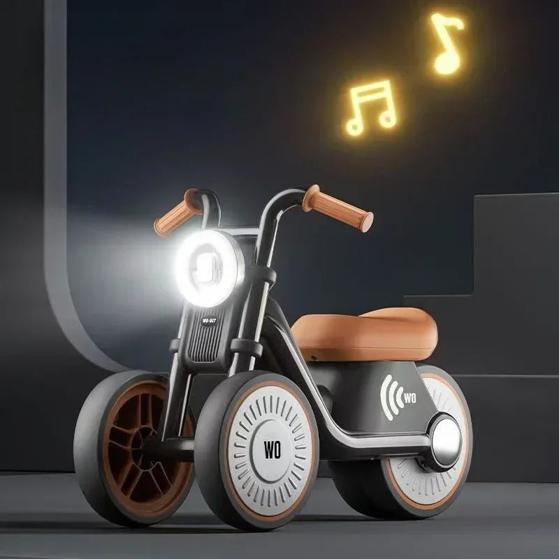 Kids Balance Bike Ride-on Motorcycle Toddler Balance Bike with Music & Lights Sturdy Non-Tip Design Quiet Wheels for Boys Girls
