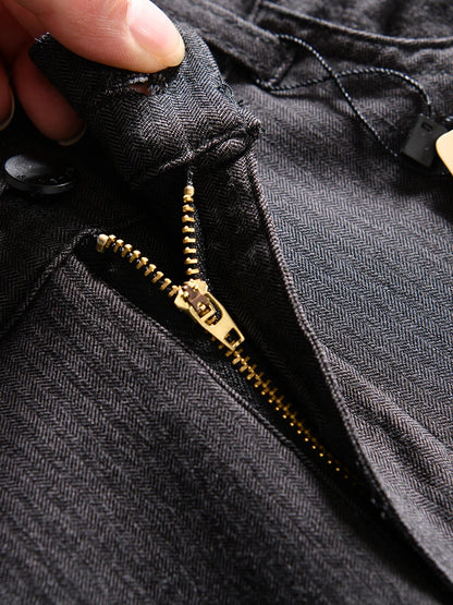Men's Winter Business Casual Straight Leg Cotton Pants Thick Elastic Youthful Pure Color Versatile Comfortable Fit Trousers