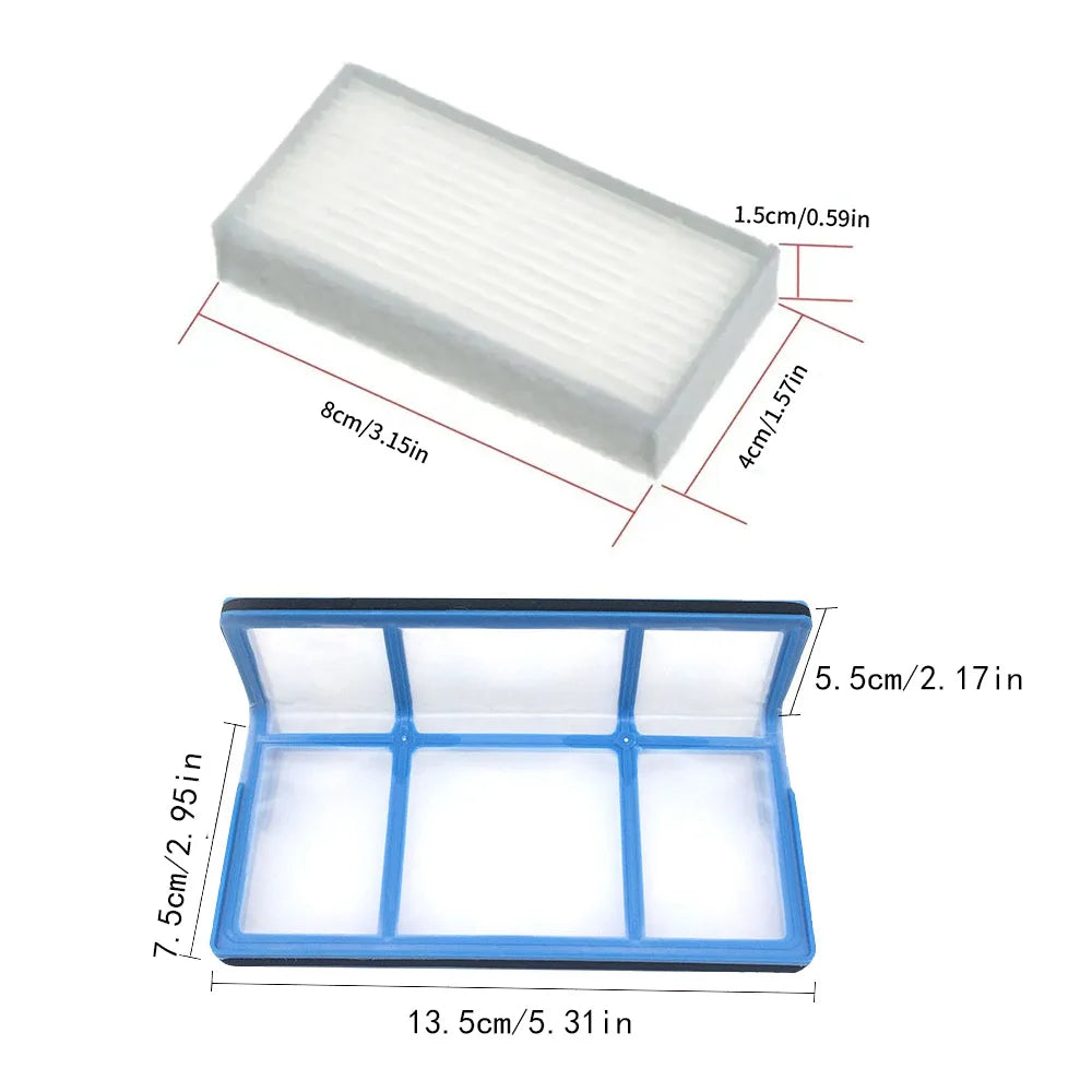 HEPA Filter Side Brush Mop Pads For ILIFE V5s Pro, V5s, V5, V3s Pro, V3s, V3, V50 V55 Robot Vacuum Cleaner, For ZACO V5sPro