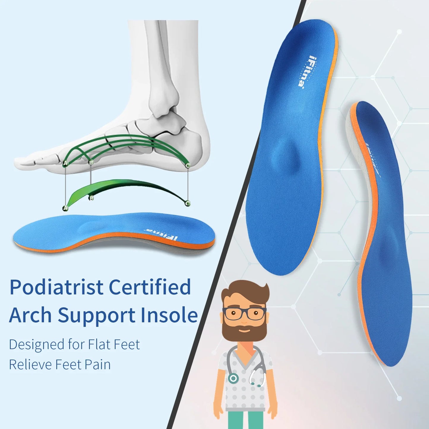 Plantar Fasciitis Insole Running Flat Feet Arch Support Orthopedic Insoles, Women Heel Pain Men Orthotic Insoles Shoe Inserts