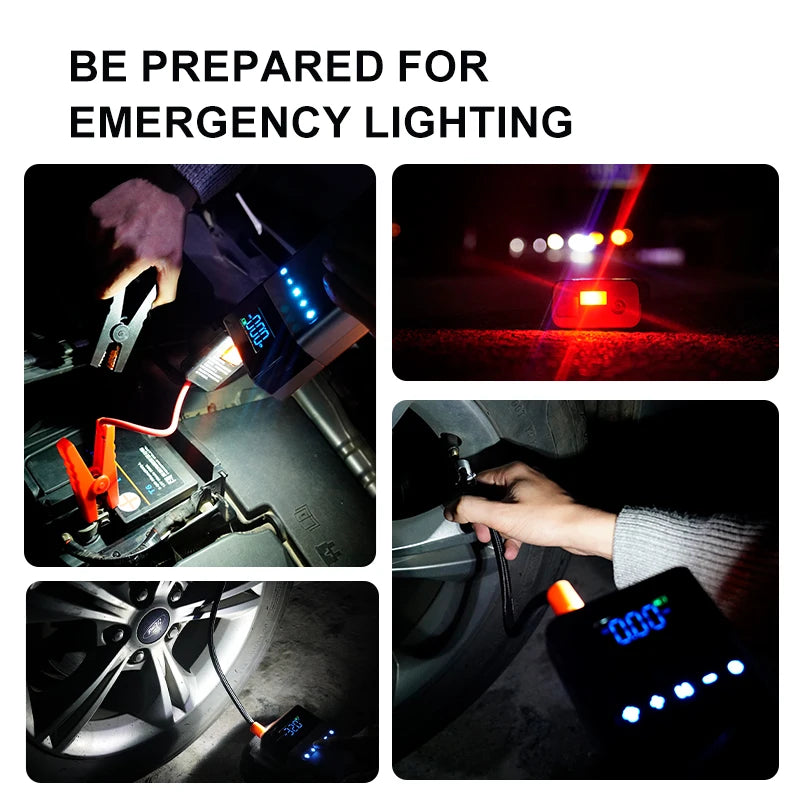 4 in1 Car emergency Start Jump Wireless Power Inflatable Pump All-in-one Hitchhiker Multi-function Auto Battery Lighter Starter