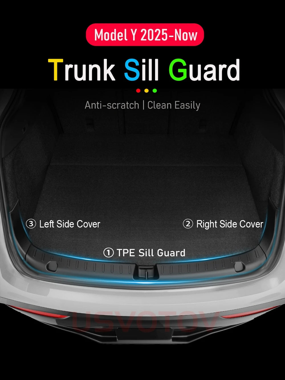 For Tesla Model Y Juniper 2025 2026 Trunk Threshold Strip TPE Mats Sill Guard Rear Cargo Kick Pad Protector Interior Accessories
