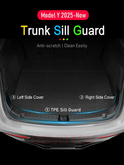 For Tesla Model Y Juniper 2025 2026 Trunk Threshold Strip TPE Mats Sill Guard Rear Cargo Kick Pad Protector Interior Accessories