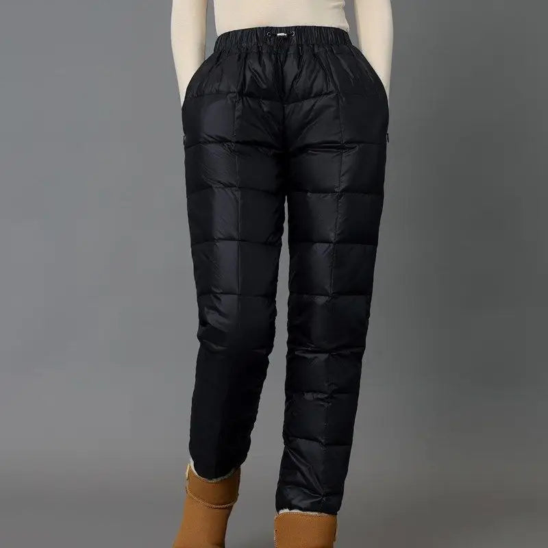Thickened Cotton Pants Men's Outerwear Winter Trousers Elastic Waist Three-Layer Filling Windproof Warm Casual Straight Leg L...