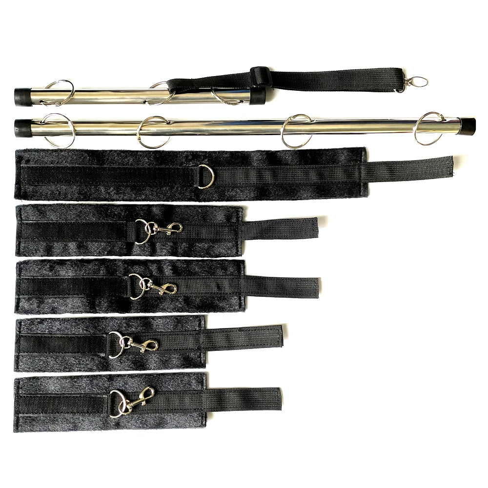 Sex Spreader Bar Adult Handcuff BDSM Leg Restraint Collar Neck Leash Couple SM Slave Erotic Games Steel Bar Spreader Sex Toy Kit