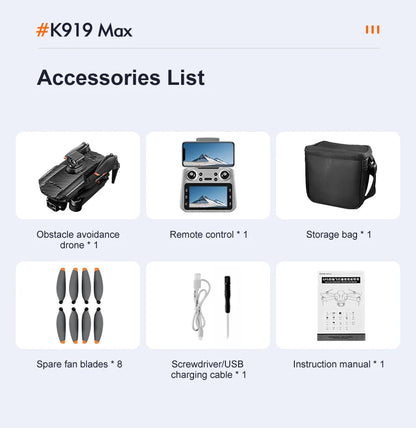 New K919 MAX Drone 8K GPS Professional HD 3-axis Gimbal Aerial Screen Remote Control Aircraft 5G HD Dual Camera Security drone