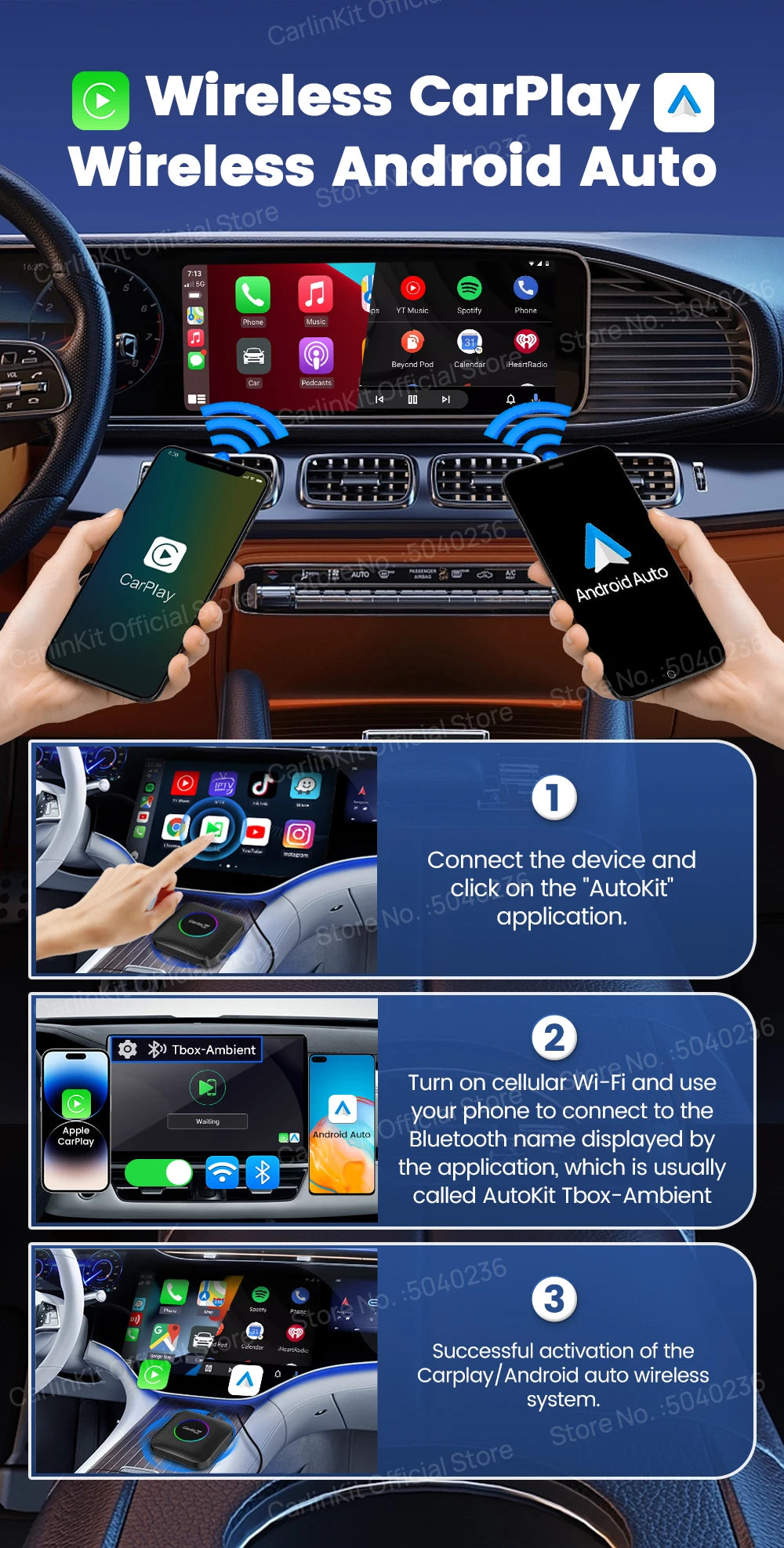 2026 CarlinKit CarPlay AI Box Android 13.0 QCM6225 8-Core Android Auto Wireless CarPlay Adapter 2.4+5GGPS 64G 128G FOTA Upgrade