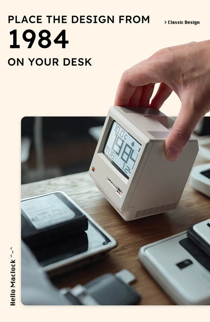 Retro Macintosh Alarm Clock A Classic Desktop Ornament with A Digital Clock Design