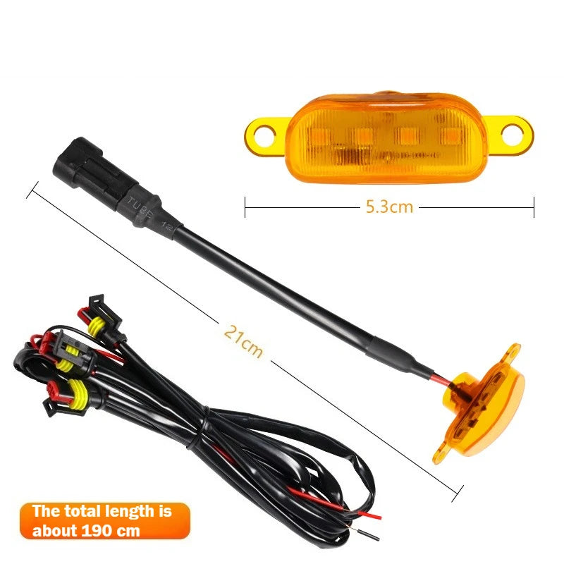 Car grille small yellow lights, eagle eye lights, front LED grille lights with wiring harness, suitable for pickups and SUVs