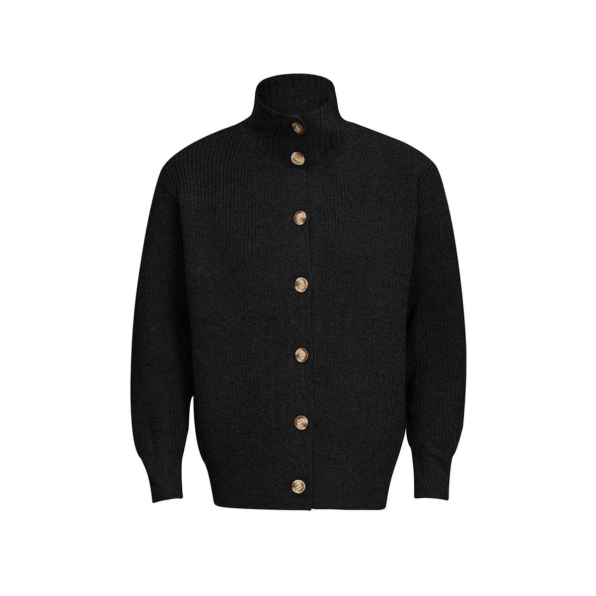 2025 autumn and winter new American retro solid color stand up collar knitted cardigan men's loose button sweater jacket